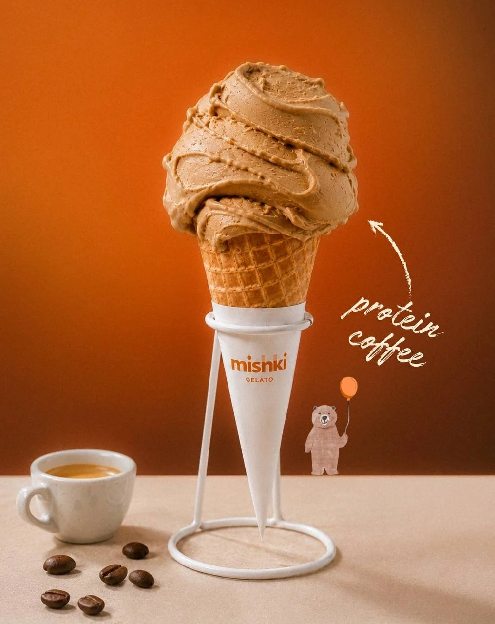 Double-scoop cone: Protein Coffee