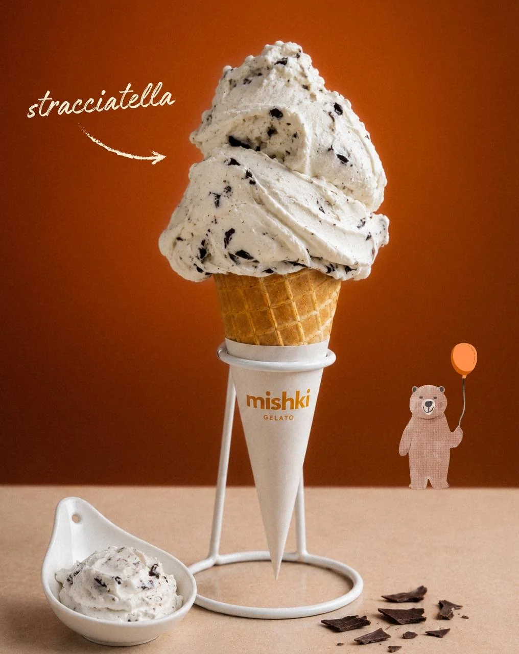 Double-scoop cone: Stracciatella